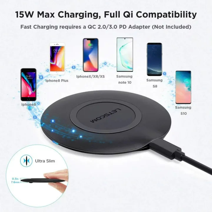Letscom 15W Wireless Charger For IPhone | Apple | Android