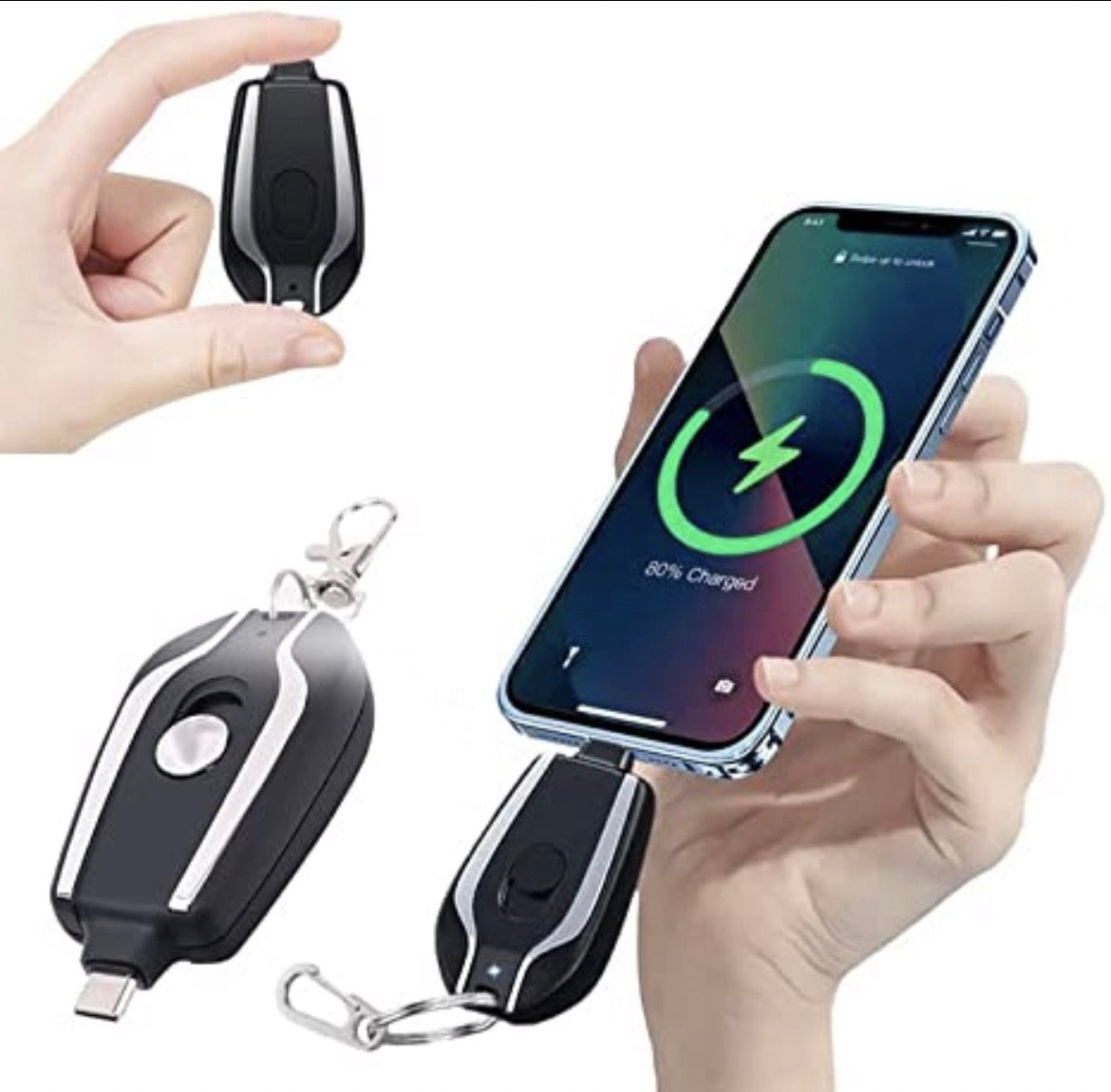1500mAh Portable Keychain Power Bank | Mini Emergency Charger