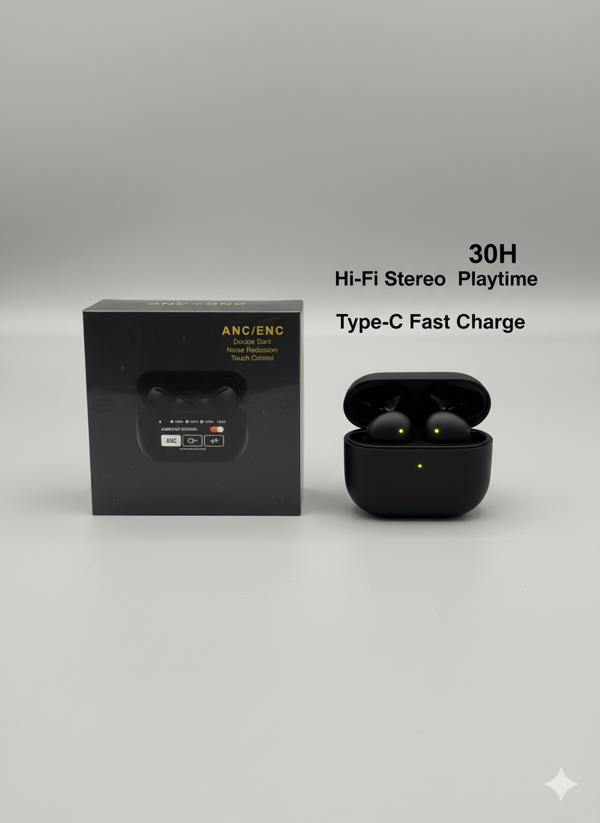 ANC + ENC Wireless AirPods β Dual Noise Cancellation | 30H Playtime | Bluetooth 5.3