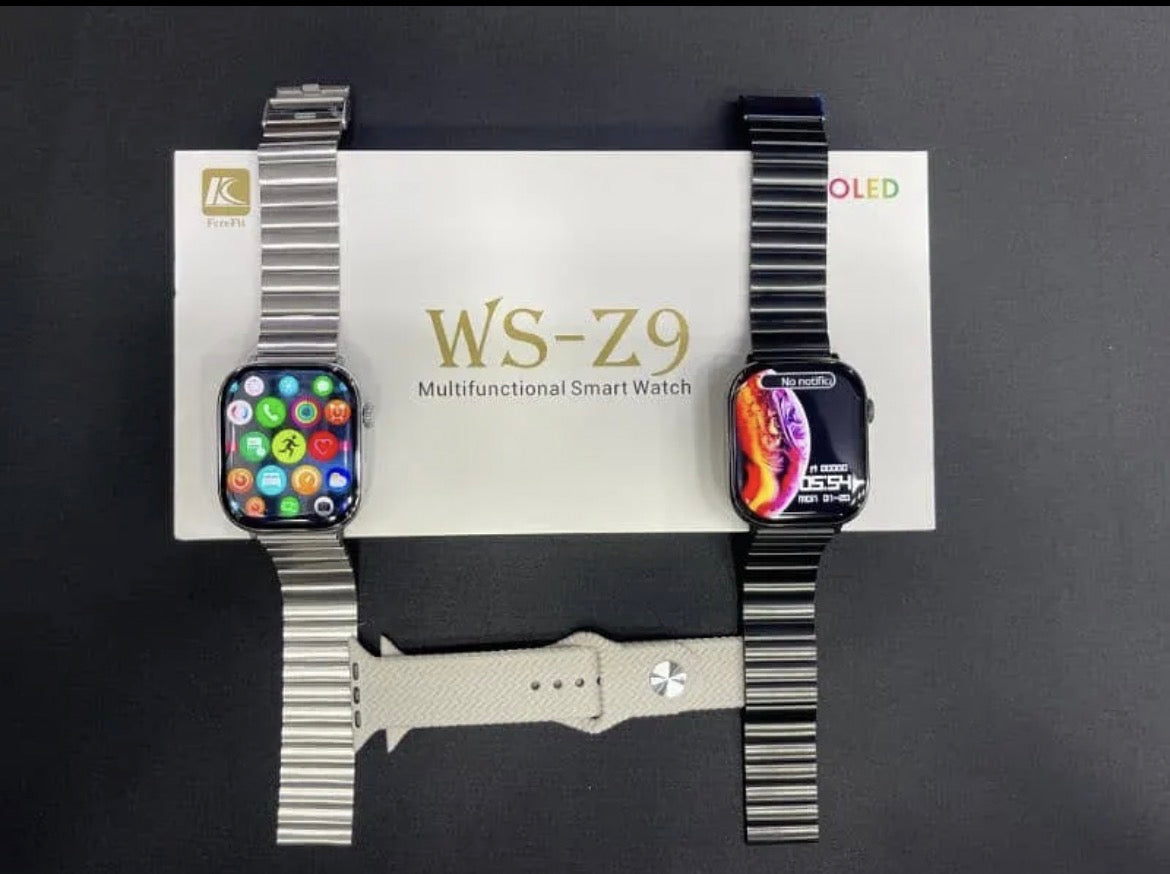 WS Z9 Smartwatch – AMOLED Display | Stainless Steel Finish | Wireless Charging