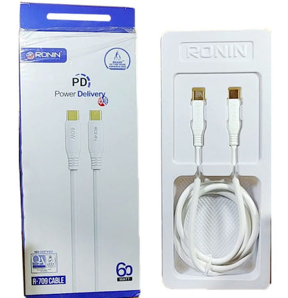 Ronin R-709 60W Type-C To Type C Data Cable | High-Speed Charging for Your Devices