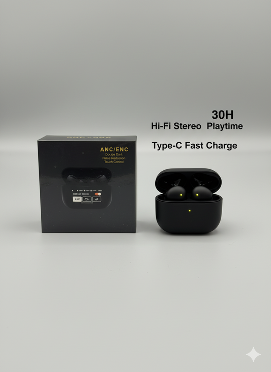 ANC + ENC Wireless AirPods – Dual Noise Cancellation | 30H Playtime | Bluetooth 5.3