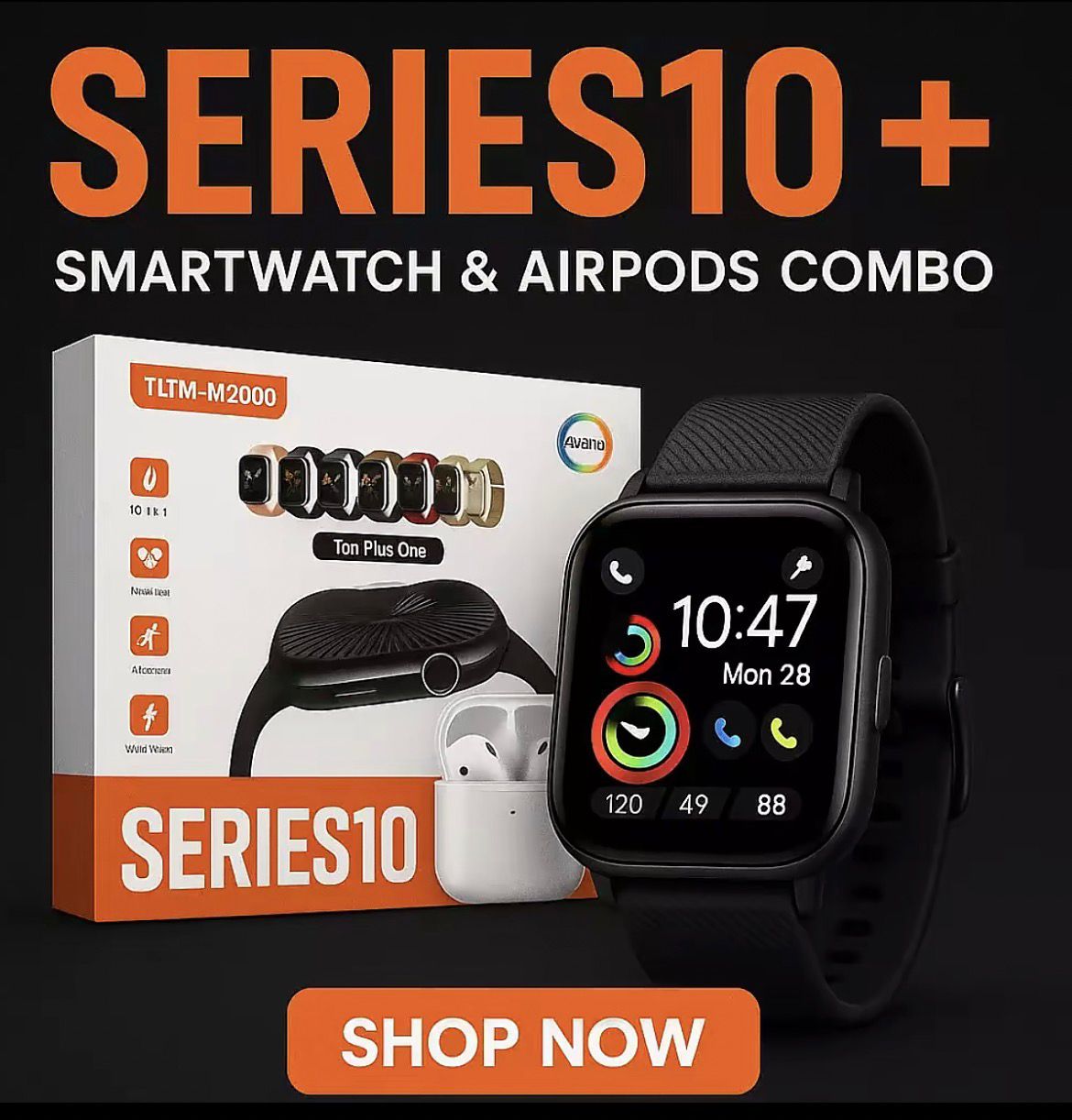 Series 10 Smartwatch with Wireless Earbuds (10-in-1 Combo)